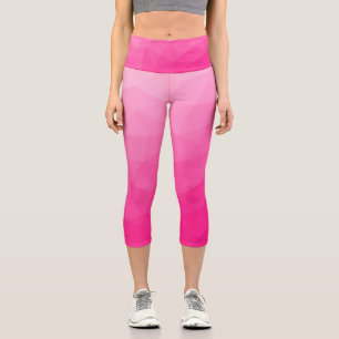 Hot pink Gradient Geometric Mesh Pattern Capri Leggings