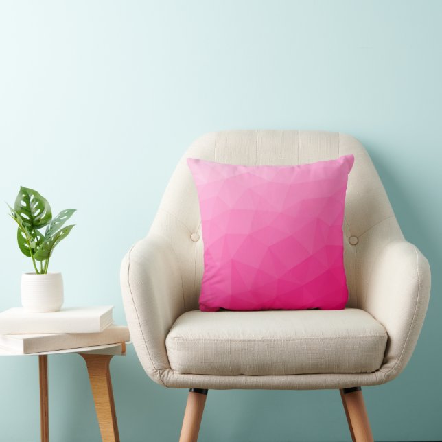 Hot pink Gradient Geometric Mesh Pattern Cushion (Chair)