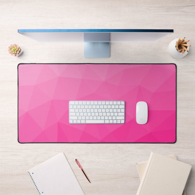 Hot pink gradient geometric mesh pattern desk mat (Office 1)