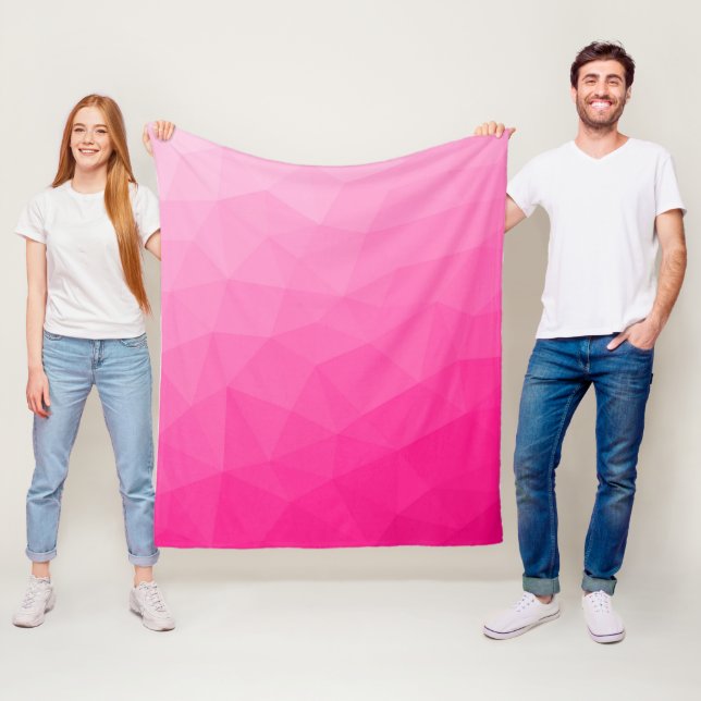 Hot pink Gradient Geometric Mesh Pattern Fleece Blanket (In Situ)