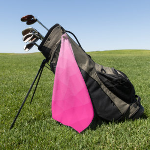 Hot pink gradient geometric mesh pattern golf towel