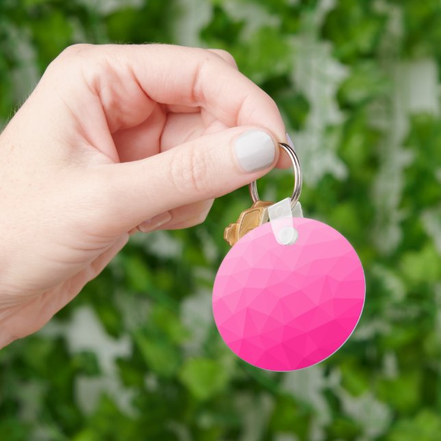 Hot pink Gradient Geometric Mesh Pattern Key Ring (Hand)