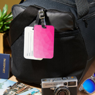 Hot pink Gradient Geometric Mesh Pattern Luggage Tag