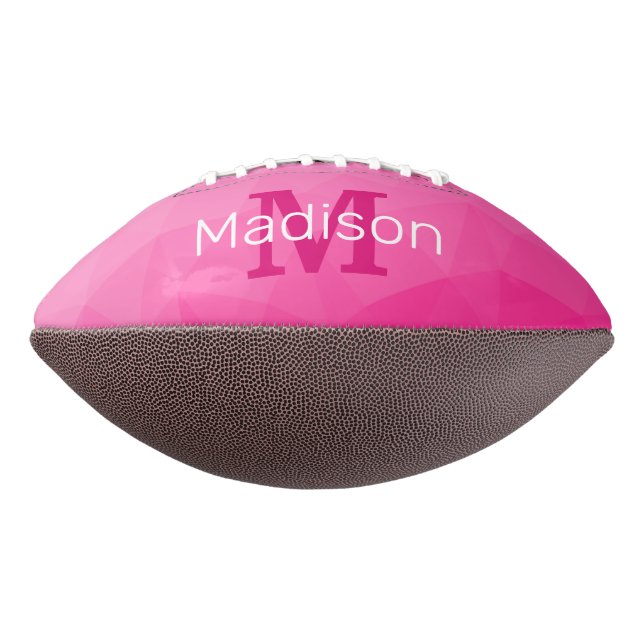 Hot pink Gradient Geometric Mesh Pattern Monogram American Football (Rotated 270)