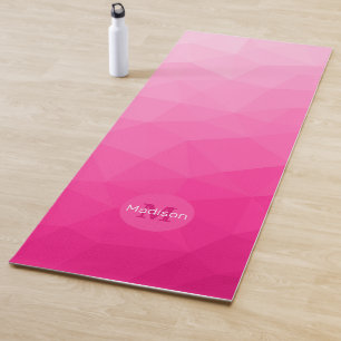 Hot pink Gradient Geometric Mesh Pattern Monogram Yoga Mat