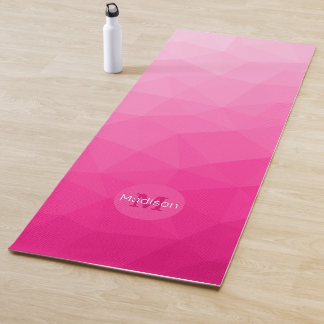 Hot pink Gradient Geometric Mesh Pattern Monogram Yoga Mat (In Situ)