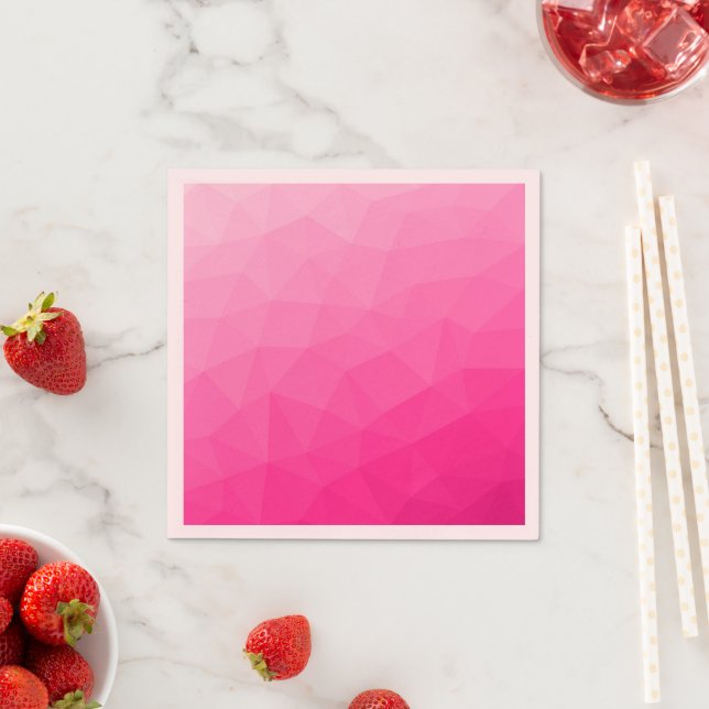Hot pink Gradient Geometric Mesh Pattern Napkin (Insitu)