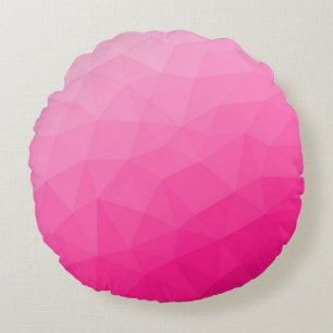 Hot pink Gradient Geometric Mesh Pattern Round Cushion