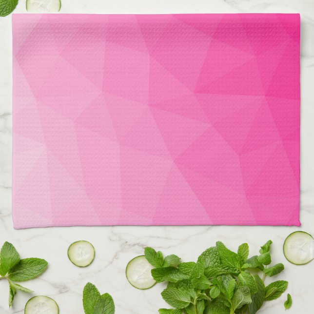 Hot pink Gradient Geometric Mesh Pattern Tea Towel (Folded)