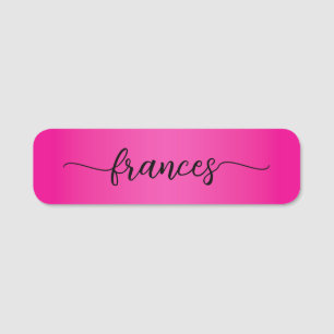 Hot Pink Gradient Handwritten Script Name Tag