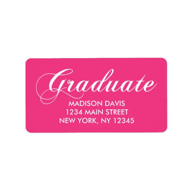Hot Pink Graduation Address Labels (Front)