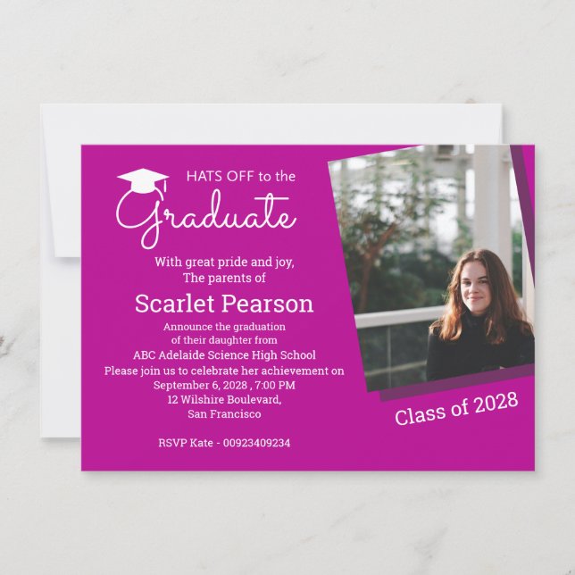 Hot Pink Graduation Party Celebration Invitation (Front)