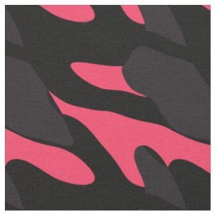 Hot pink, gray and black Camo abstract Fabric