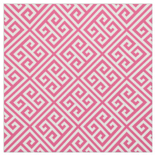 Hot Pink Greek Key Fabric