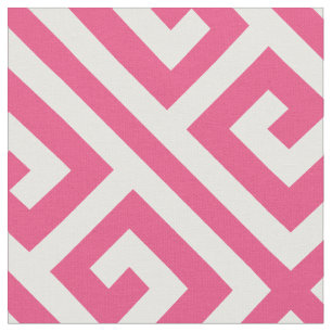 Hot Pink Greek Key Large Scale   Editable Colour Fabric