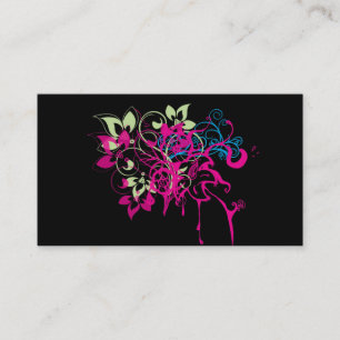 Hot Pink Green Aqua Flowers Abstract Drips Art Business Card