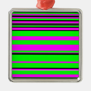 Hot Pink Green Black Colorful Stripe Pattern Metal Tree Decoration