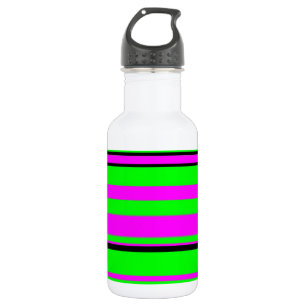 Hot Pink Green Black Colourful Stripe Pattern 532 Ml Water Bottle