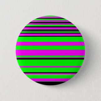 Hot Pink Green Black Colourful Stripe Pattern 6 Cm Round Badge