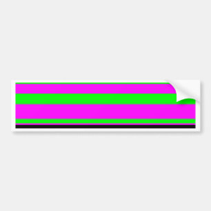 Hot Pink Green Black Colourful Stripe Pattern Bumper Sticker