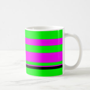 Hot Pink Green Black Colourful Stripe Pattern Coffee Mug