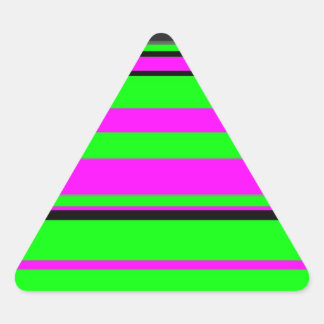 Hot Pink Green Black Colourful Stripe Pattern Triangle Sticker