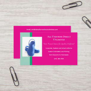 Hot Pink Green Blue Medical Clogs Uniform Business Card