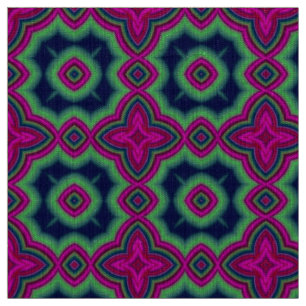 Hot pink, green & blue Moroccan geometric pattern Fabric