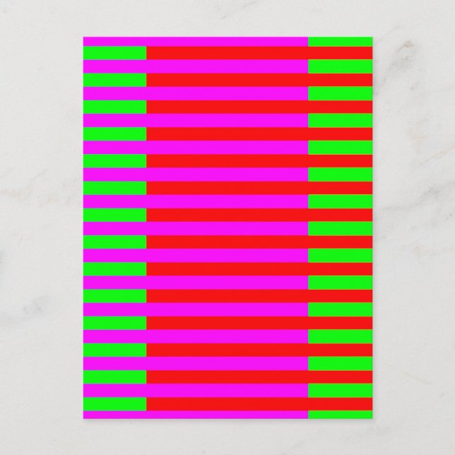Hot Pink Green Red Stripes Postcard (Front)