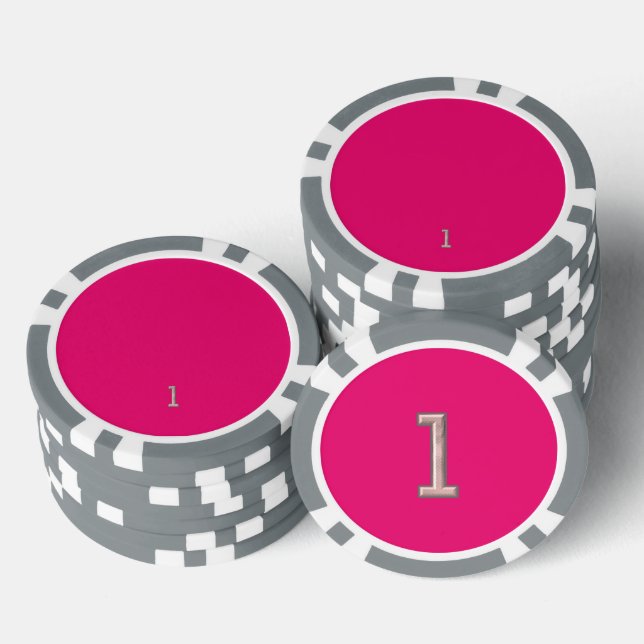 Hot Pink grey 1 striped poker chip (Stack)