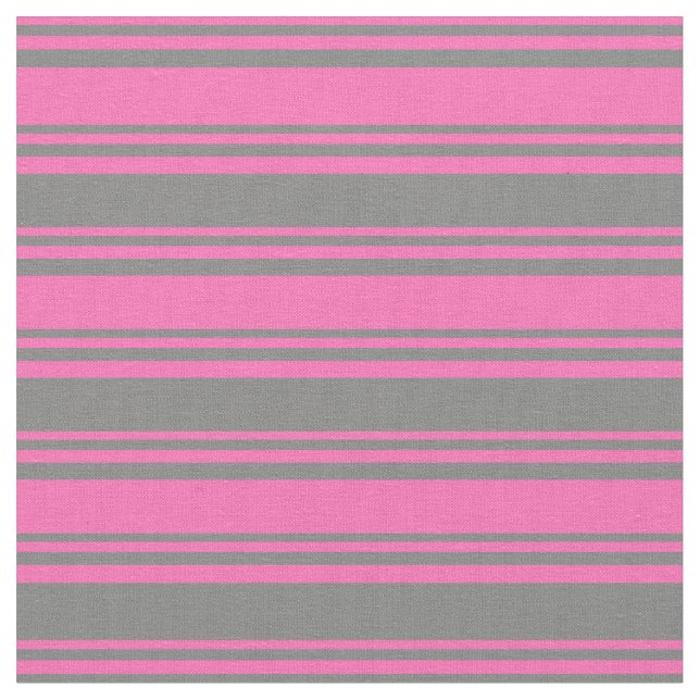 Hot Pink & Grey Coloured Stripes Pattern Fabric (Close Up)