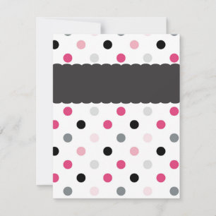 Hot Pink Grey, Light Pink and Black Polka Dots Invitation