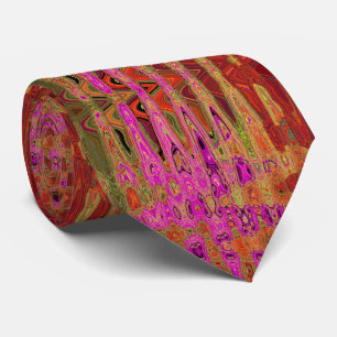 Hot Pink Groovy Abstract Retro Atomic Waves Tie