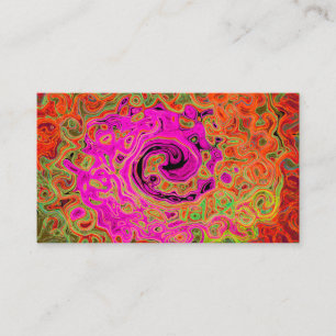 Hot Pink Groovy Abstract Retro Liquid Swirl Business Card
