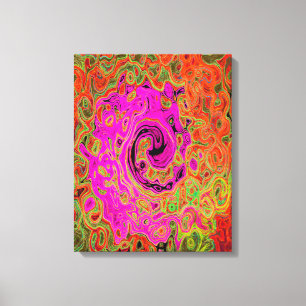 Hot Pink Groovy Abstract Retro Liquid Swirl Canvas Print
