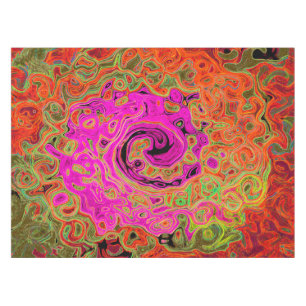 Hot Pink Groovy Abstract Retro Liquid Swirl Tablecloth