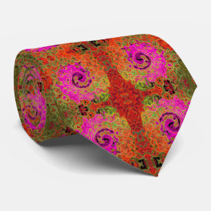 Hot Pink Groovy Abstract Retro Liquid Swirl Tie