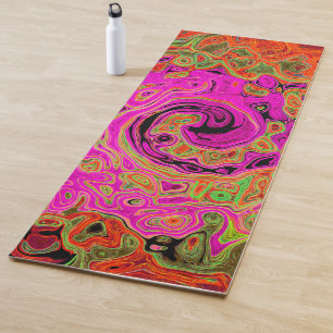 Hot Pink Groovy Abstract Retro Liquid Swirl Yoga Mat