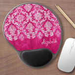 Hot Pink Grunge Damask Pattern Custom Text Gel Mouse Mat<br><div class="desc">A vintage pattern with a chalkboard and lace design. Look closely to the flowers and leaves.A trendy design with jewel tone colours and elegance. Items are easier to customise when you replace all text and photos first. If your art still needs to be adjusted, click on the Customise This button....</div>
