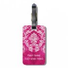 Hot Pink Grunge Damask Pattern Custom Text