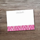 Hot Pink Grunge Damask Pattern Custom Text