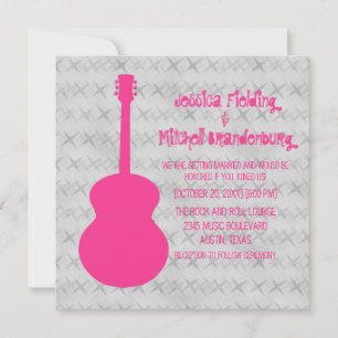 Hot Pink Guitar Grunge Wedding Invite