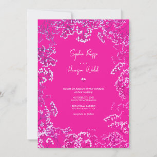 Hot Pink Gypsophila Mix and Match Wedding Invitation