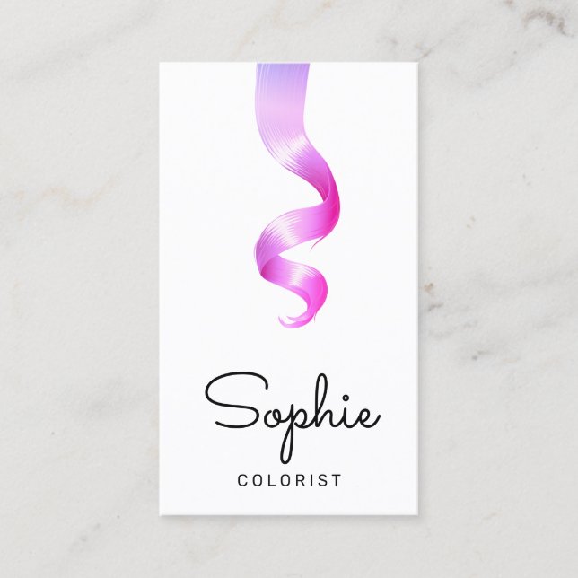 Hot Pink Hair Colourist Stylist Salon Business Card (Front)