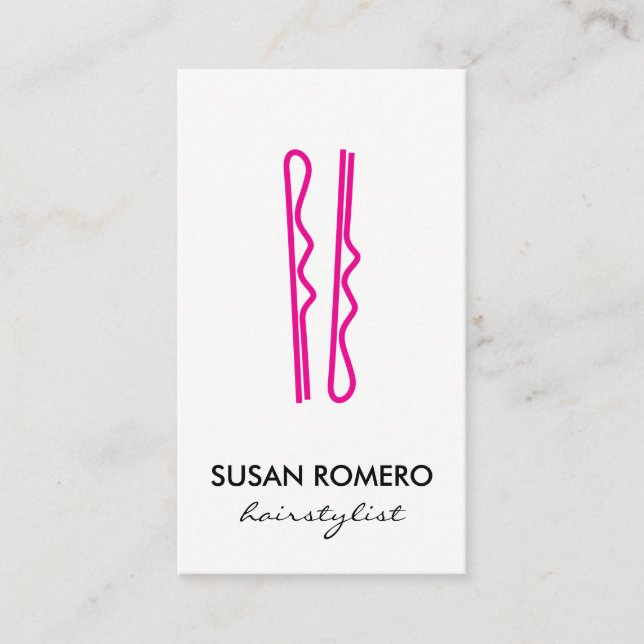 Hot Pink Hair Pins Appointment Card (Front)
