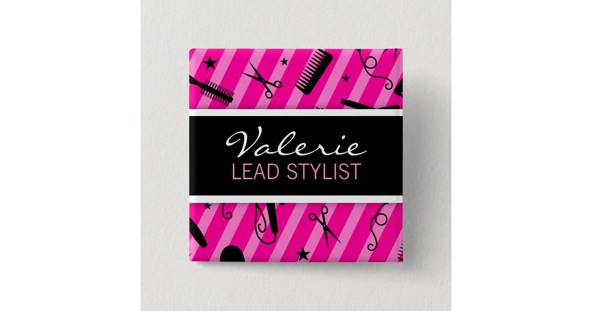 Hot Pink Hair Salon Name Badge | Zazzle.co.uk