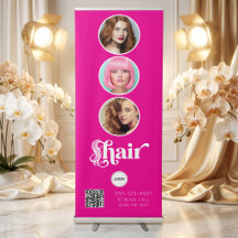 Hot Pink Hair Salon QR Photo Collage Logo