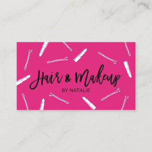 Hot Pink Hair Stylist & Makeup Artist Beauty Salon Business Card