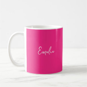 Hot pink hand script monogram coffee mug