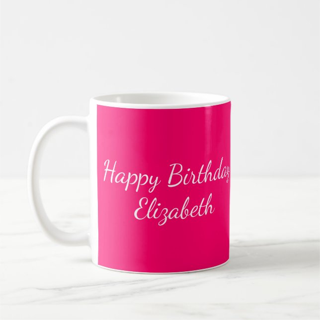 Hot Pink Happy Birthday  50 & Fabulous Personalise Coffee Mug (Left)